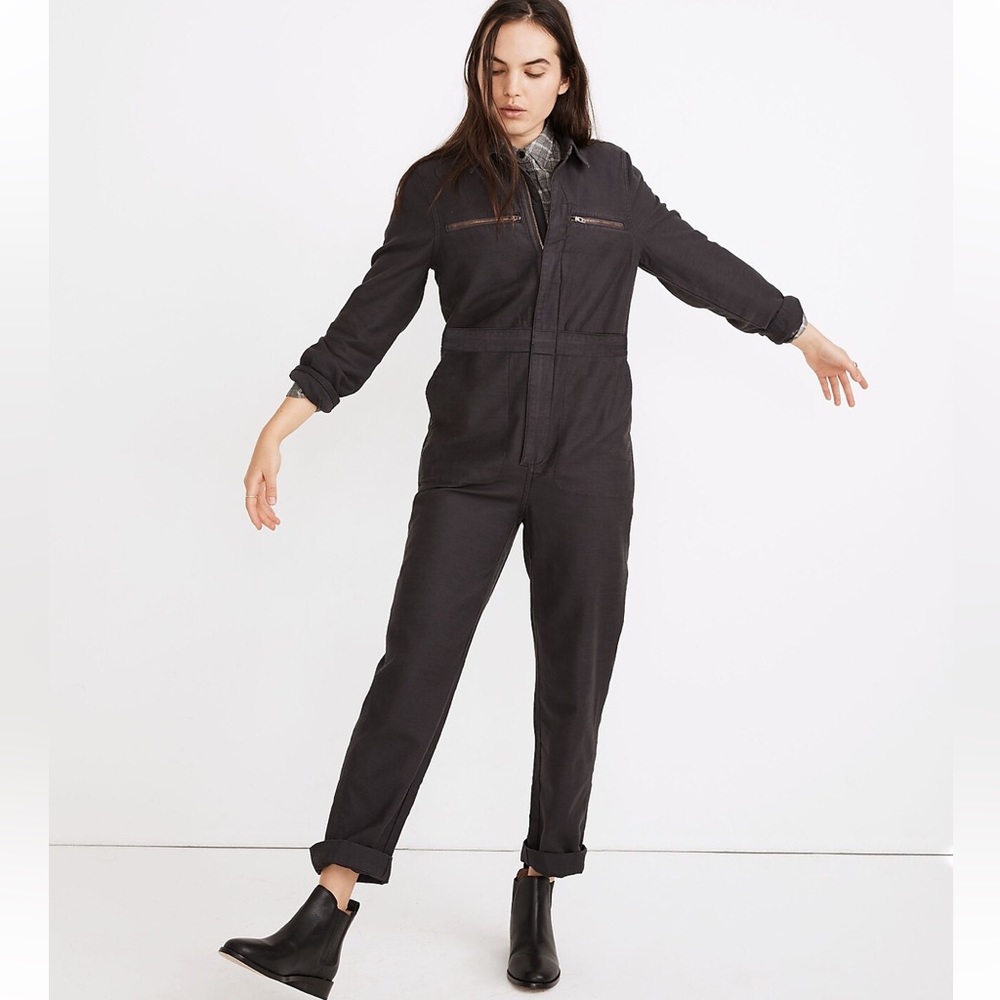 Madewell charcoal/black jumpsuit zip-front